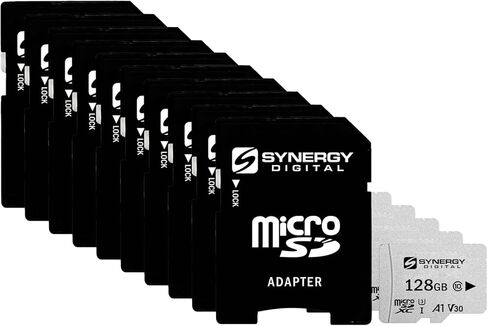 Synergy Digital 128GB Micro SDXC Secure UHS -I بطاقات الذاكرة ، متوافقة مع كاميرا Leica Sofort 2 الرقمية - الفئة 10 ، U3 ، 100 ميجابايت/ثانية ، 300 سلسلة - حزمة من 10 in Saudi Arabia