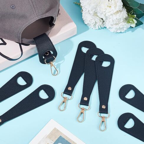 8Pcs Leather Hat Clips Hands Free Hat Clips with Lobster Clasp Hats Storage Hook Clip on Holder Strap for Outdoor in Saudi Arabia