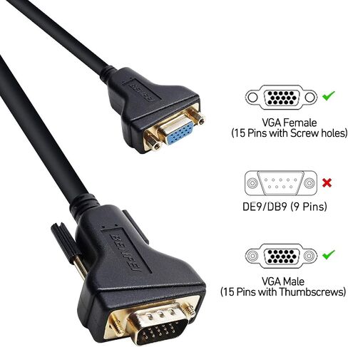 كابل BENFEI VGA إلى VGA بطول 15 قدم مع Ferrites in Kuwait