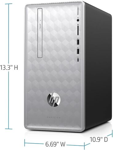 HP Pavilion (590-p0050) Desktop Computer with Intel Core i5+8400 Processor, 8GB RAM and 16 GB Intel Optane Memory, 1TB Hard Drive, Windows 10 (Silver) in Kuwait