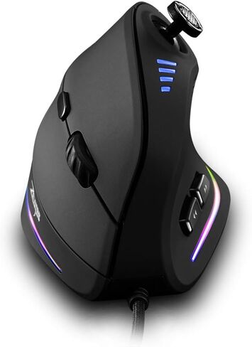 Zelotes C18 Gaming Mouse ، Wired Vertical with Control Bar 10000DPI ergonomonic for Computer PC Desktop Macbook Black in Saudi Arabia