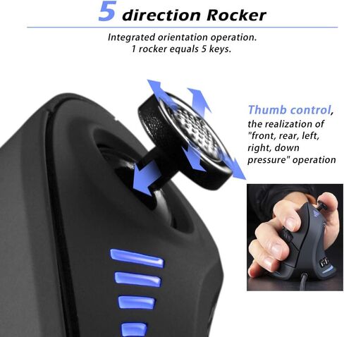 Zelotes C18 Gaming Mouse ، Wired Vertical with Control Bar 10000DPI ergonomonic for Computer PC Desktop Macbook Black in Saudi Arabia