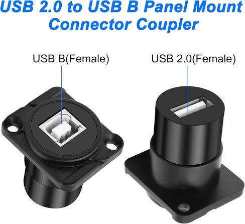 Meiriyfa USB B إلى مقرنة موصل Mount Mount ، من النوع D-Type USB2.0 من النوع B إلى محول محول USB-A الإناث لمحول طابعة الكمبيوتر المحمول للكمبيوتر الشخصي (Sliver) in Kuwait