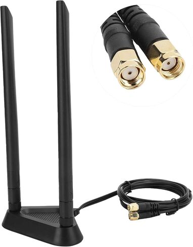 Antenna RPSMA Male to Female Extension Wire Router WiFi Cable Base 1.1 Meters for Enhanced Connectivity (Extension Cable Base + 8DB Antenna) in Saudi Arabia