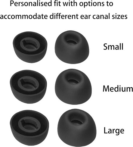 Replacement Silicone Ear Tips for JBL Tour Pro 2/3 Wireless Earbuds, 6 Pairs (S/M/L, Black) in Saudi Arabia