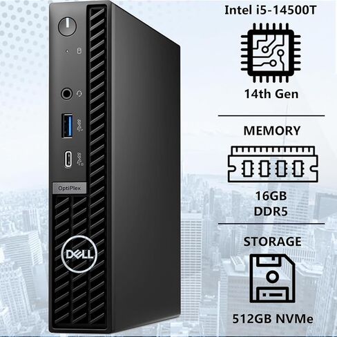 Dell Optiplex 7020 Form Form Form Computer ، معالج Intel Core I5-14500T ، 14 جوهرًا ، 20 خيوطًا ، حتى 4.8 جيجا هرتز ، ذاكرة الوصول العشوائي 16 جيجا بايت 1TB SSD ، RJ-45 Ethernet ، HDMI ، WIFI6 ، Bluetooth ، Windows 11 Pro in Kuwait