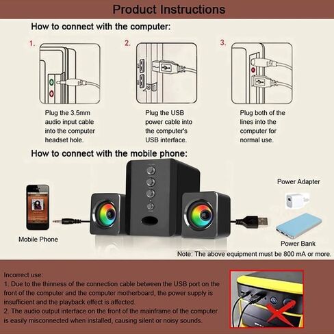 Wired Speaker Combination Computer Speaker Bass Stereo Music Player Subwoofer Sound Box for Desktop Laptop in Saudi Arabia