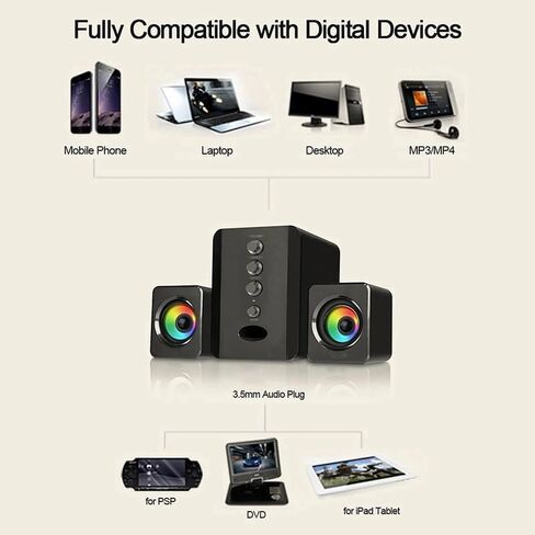 Wired Speaker Combination Computer Speaker Bass Stereo Music Player Subwoofer Sound Box for Desktop Laptop in Saudi Arabia