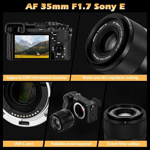 35 مم F1.7 APS-C Prime Lens لكاميرات Sony E-Mount-Fast STM Auto Focus ، فتحة كبيرة ، متوافقة مع A7C ، A7IV ، A9 ، A6700 ، ZV-E10 ، FX30 والمزيد in Kuwait