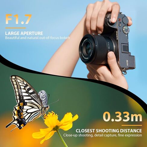 35 مم F1.7 APS-C Prime Lens لكاميرات Sony E-Mount-Fast STM Auto Focus ، فتحة كبيرة ، متوافقة مع A7C ، A7IV ، A9 ، A6700 ، ZV-E10 ، FX30 والمزيد in Kuwait