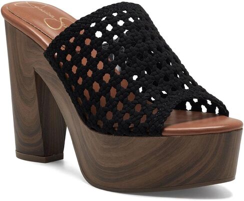 Jessica Simpson Women's Shelbie Block Heel Platform Heeled Sandal, Black, 7 in Saudi Arabia