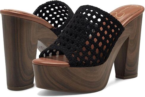 Jessica Simpson Women's Shelbie Block Heel Platform Heeled Sandal, Black, 7 in Saudi Arabia