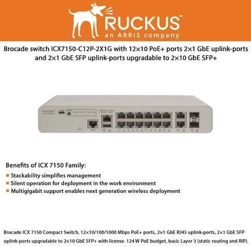 Brocade ICX 7150 مفتاح مضغوط (ICX7150-C12P-2X1G) (متجدد) in Kuwait