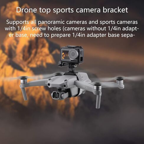 Universal Drone Camera Mount - Top Mount Bracket for Action Cameras with 1/4" Screw, Non-Slip Rubber Pads & Adjustable Straps in Saudi Arabia