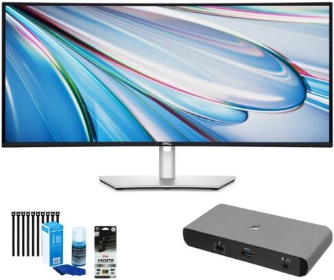 Dell UltraSharp 34-Inch 1440p 120 Hz Curved Monitor (U3425WE) with Thunderbolt 3 Dock Pro Station and Accessories Bundle (5 Items) in Saudi Arabia