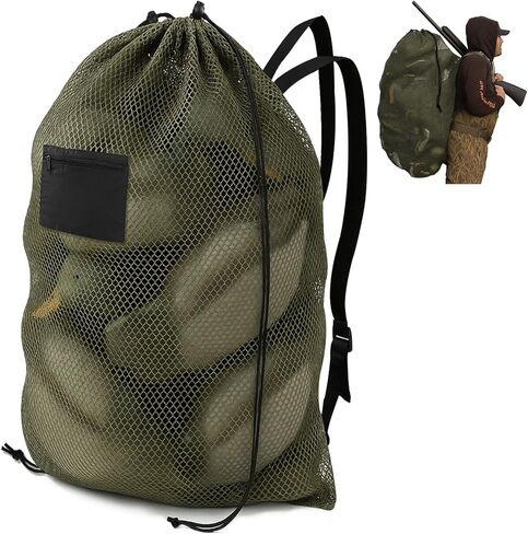 Archerest 2 Pack Extra Mesh Mesh Duck Decoy Bag ، أكياس شرك لأوز البطة مع الرباط المزدوج وأشرطة الكتف القابلة للتعديل ، حقيبة تخزين الصيد من الطيور المائية الخفيفة الوزن in Kuwait