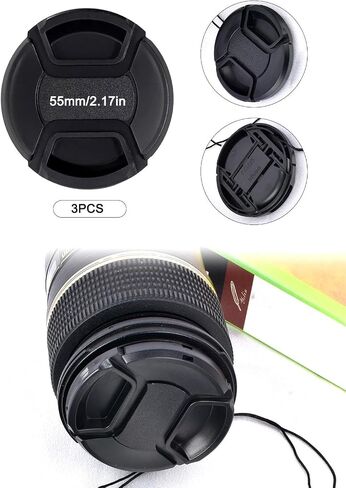 3 Packs Center Pinch Lens Cap 58mm Front Lens Cap Cover for Canon EOS Rebel T7 T6 T5 T100 4000D T8i T7i T6s T6i T5i T4i with EF-S 18-55mm Kit Lens and Other Lenses with 58mm Filter Thread in Saudi Arabia