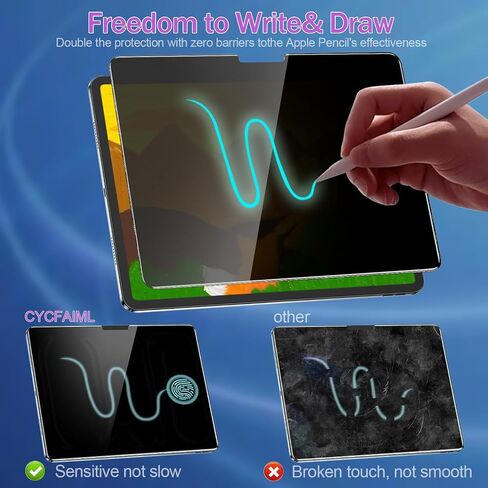 for iPad Pro 13 Inch 2024 Privacy Screen Protector Tempered Glass, Anti-Spy, 9H Hardness, Anti-Scratch, Bubbles Free, Case Friendly, Support Apple pencil & Face ID, Easy to Install Black in Kuwait