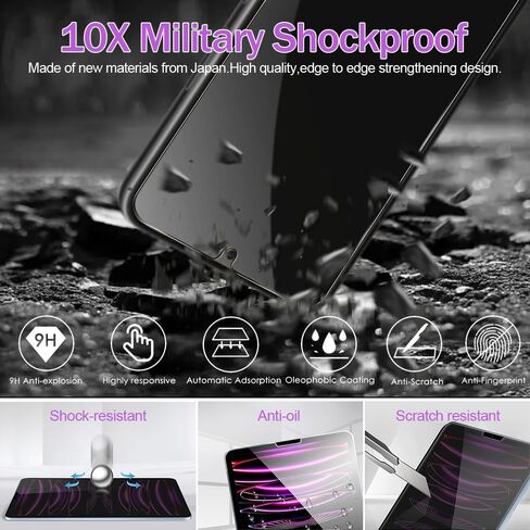 for iPad Pro 13 Inch 2024 Privacy Screen Protector Tempered Glass, Anti-Spy, 9H Hardness, Anti-Scratch, Bubbles Free, Case Friendly, Support Apple pencil & Face ID, Easy to Install Black in Kuwait