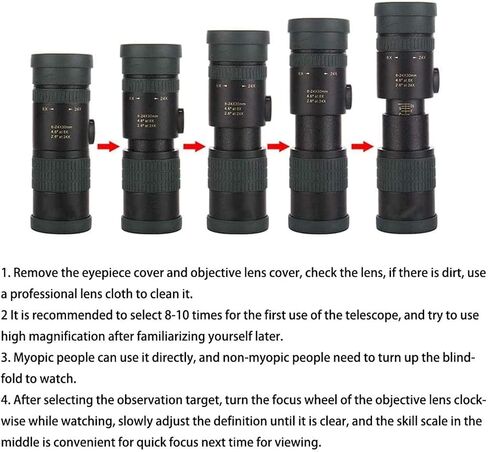 Telescope Monocular 8-24x30 Zoom Monocular Compact with Night Vision BAK4 Prism FMC Lens Monocular with Smartphone Adapter and Tripod Bird Watching Traveling se in Saudi Arabia