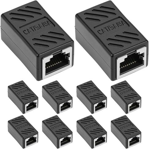 QWORK RJ45 Ethernet Coupler, 6-Pack Female to Female Inline Extender Adapter, Compatible with Cat8/Cat7/Cat6/Cat5e/Cat5 in Saudi Arabia