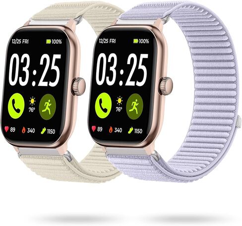 LYSANDRA 2 Pack Sport Nylon Bands Compatible with Spade Co Health Smartwatch 4 Stretchy Loop Woven Braided Soft Women Men Strap Compatible for Spade Co Health Smartwatch 4 in Kuwait