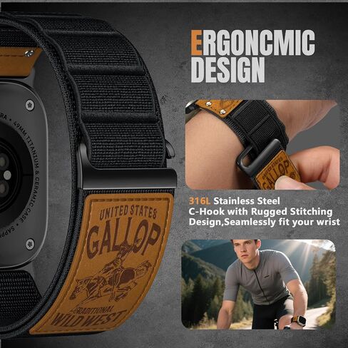 WJK Rugged Nylon Sport Band متوافق مع فرق Apple Watch للرجال 42 مم 45 مم 45 مم 46 مم 49 مم ، حزام العلم الناعم الناعم الناعم من أجل IWatch Ultra Series 10/9/8/7/6/5/4/SE/SE/Ultra 2 in Kuwait