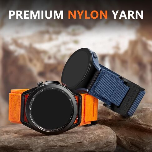 Compatible with Samsung Galaxy Watch 345mm/Galaxy Watch 46mm/Gear S3 Frontier/Classic, featuring a 22mm nylon magnetic buckle strap, specifically designed for men. in Saudi Arabia