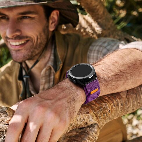 Compatible with Samsung Galaxy Watch 345mm/Galaxy Watch 46mm/Gear S3 Frontier/Classic, featuring a 22mm nylon magnetic buckle strap, specifically designed for men. in Saudi Arabia