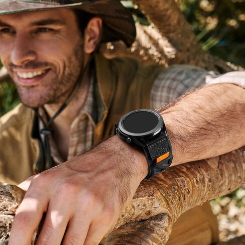 Compatible with Samsung Galaxy Watch 345mm/Galaxy Watch 46mm/Gear S3 Frontier/Classic, featuring a 22mm nylon magnetic buckle strap, specifically designed for men. in Saudi Arabia