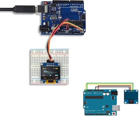 5 PCS 0.96 بوصة I2C وحدة عرض OLED ، 128 × 64 بكسل SSD1306 واجهة I2C/IIC ، لوحة الشاشة ذاتية تتوافق مع Arduino Raspberry PI ESP32 STM32 (أبيض) in Saudi Arabia