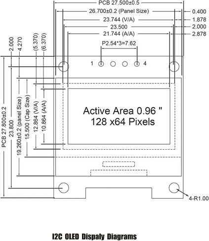 5 PCS 0.96 بوصة I2C وحدة عرض OLED ، 128 × 64 بكسل SSD1306 واجهة I2C/IIC ، لوحة الشاشة ذاتية تتوافق مع Arduino Raspberry PI ESP32 STM32 (أبيض) in Saudi Arabia