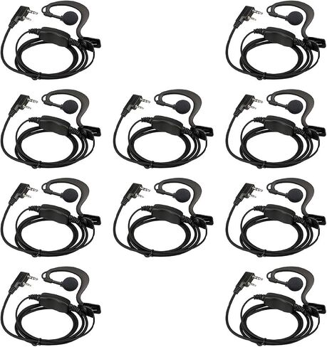 Retevis Adjustable Earhook Walkie Talkie Earpiece with Mic, Compatible RT22 RT21 H-777 RT68 H-777S RB29 RT19 Baofeng 888S pxton Walkie Talkie, D Shape Earhook 2 Way Radio Headset(10 Pack) in Kuwait