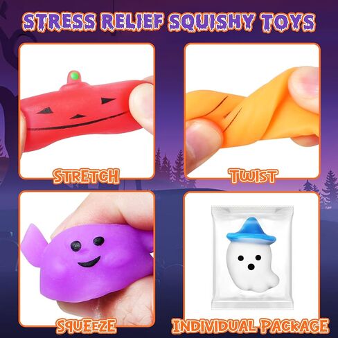 60PCS Halloween Squishy Toys for Kids, Halloween Party Favor for Kids, Halloween Classies Character Squishy Toys, Mochi Stress Relief Toys for Halloween Trick or Treat, Classroom Rewards, Goodie Bags in Kuwait