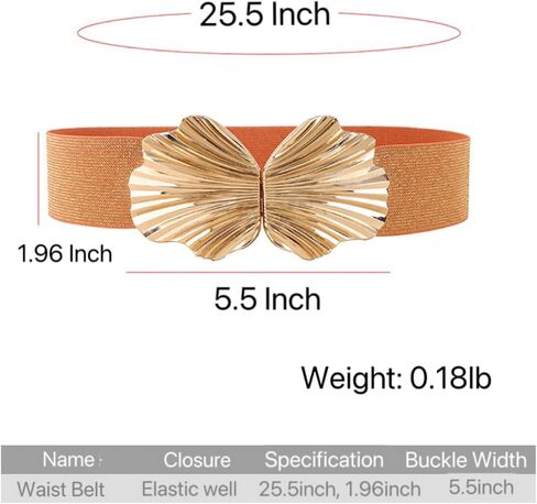 Women Brilliant Waist Belt Elastic Skinny Belt with Shell Shape Buckle Shiny Dress Belt Waistband for Girls in Saudi Arabia