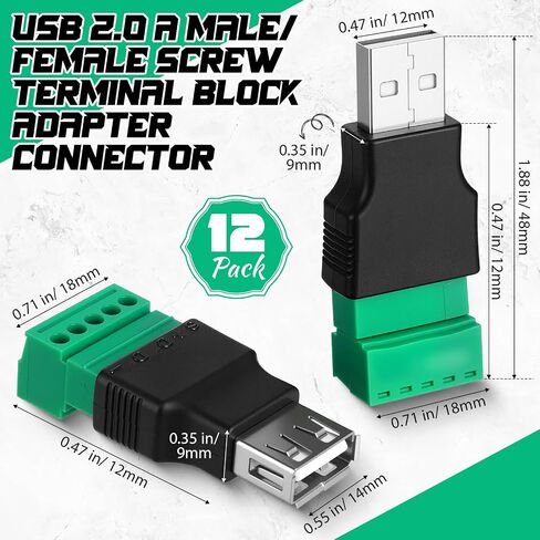12 PCS USB 2.0 A TREMINAL COLLE ADAPTER CONNECTOR USB 2.0 A Femane to 5 PIN BOL BOLT PORTABLE PLUGGELIBLE ADAPTER ADAPTER in Saudi Arabia