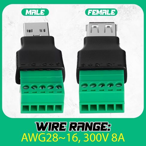 12 PCS USB 2.0 A TREMINAL COLLE ADAPTER CONNECTOR USB 2.0 A Femane to 5 PIN BOL BOLT PORTABLE PLUGGELIBLE ADAPTER ADAPTER in Saudi Arabia