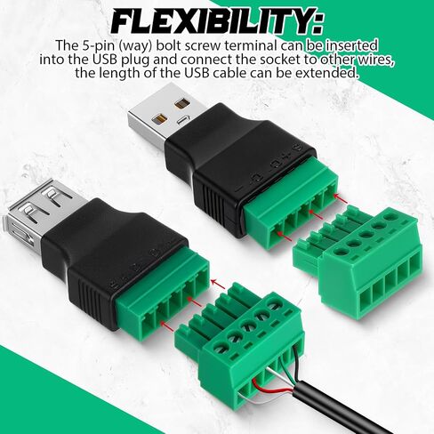 12 PCS USB 2.0 A TREMINAL COLLE ADAPTER CONNECTOR USB 2.0 A Femane to 5 PIN BOL BOLT PORTABLE PLUGGELIBLE ADAPTER ADAPTER in Saudi Arabia