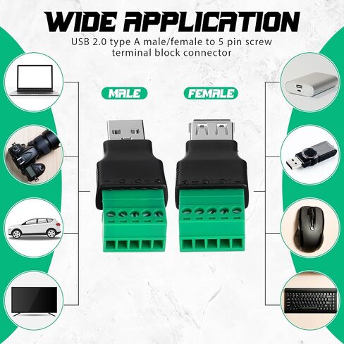 12 PCS USB 2.0 A TREMINAL COLLE ADAPTER CONNECTOR USB 2.0 A Femane to 5 PIN BOL BOLT PORTABLE PLUGGELIBLE ADAPTER ADAPTER in Saudi Arabia