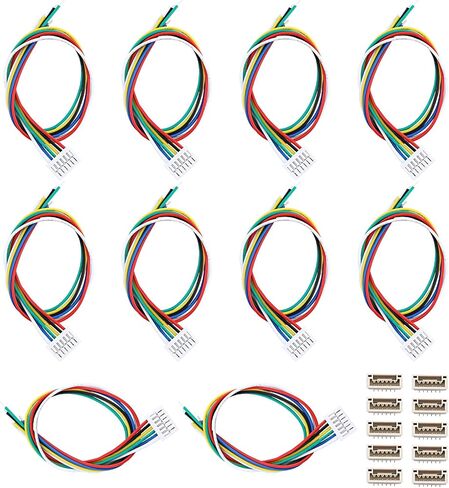 Sing F Ltd 10 أزواج JST GH 1.25mm 6 PIN مقبس سد مع 150 مم 28AWG الأسلاك كابلات محول الموصل الذكور والإناث لروبوتات إضاءة شرائح LED in Kuwait