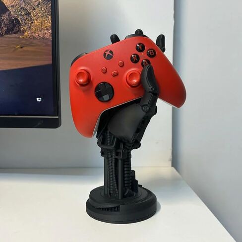3D Printed Robotic Hand Statue Game Controller Stand Support Holder for PS5s Xboxs Series Creative Joystick Rack Accessories Handle Bracket (Black, 25cm/9.84in) in Saudi Arabia
