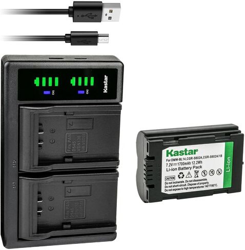KASTAR CGR-S602 LTD2 USB Battery Charger متوافق مع Panasonic LUMIX DMC-L1 ، LUMIX DMC-L1K ، LUMIX DMC-L1KEG-K ، LUMIX DMC-L1KEB-K كاميرا in Saudi Arabia