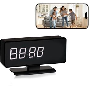 كاميرا Hidden Clock - الكاميرا اللاسلكية الكاملة HD 4K - WiFi Nanny Cam للمنزل الأمان الداخلي - WiFi & Bluetooth Connection الكشف عن حركة الرؤية الليلية الكاملة مع تطبيق التغذية الحية in Kuwait