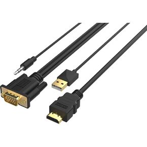 ONTEN HDMI to VGA, HDMI to VGA Adapter, Gold-Plated 1080P Active HDMI to VGA Adapter Video Converter Male to Female PC/Laptop/DVD Black in Kuwait