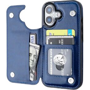 ONETOP for iPhone 17 Wallet Case with Credit Card Holder,Black | Kickstand,ID/Cash Holder,Case Wallet with Card Slots,Double Magnetic Clasp,Durable PU Leather Shockproof Cover for Women Men in Kuwait