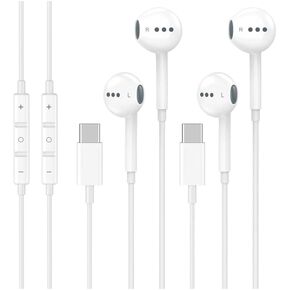2 Pack USB C سماعات الرأس السلكية السلكية مع التحكم في الميكروفون ومحلول الصوت-إلغاء الضوضاء سماعات الأذن USB-C لـ iPhone 16/15 Pro Max Plus و iPad Pro و Galaxy S25/S24 Ultra و Pixel 9/8/7 in Kuwait