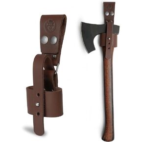 Valhalla Gear، حامل فأس ريفي مصنوع يدويًا من جلد سميك محبب بالكامل - بني بوربون in Kuwait