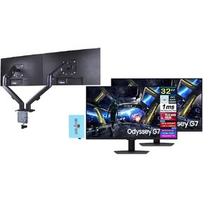 Samsung Odyssey G7 (G70D) 32" 4K UHD IPS Monitor with 1ms Response Time, Anti Glare, Flicker Free, VESA Mount (100mm), HDMI & Dockztorm USB Port Expander, Black (LS32DG702ENXZA) in Kuwait