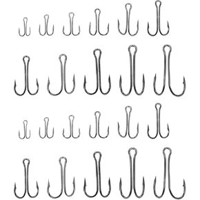 55PCS Double Fishing Hooks #1-#3/0 High Carbon Steel Fishing Double Hooks Sharp Open Shank Barbed for Saltwater Freshwater in Kuwait