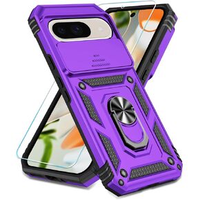 SunStory Compatible with Google Pixel 10 / Pixel 10 Pro Case with HD Screen Protector & Slide Camera Cover & Rotated Ring Kickstand, [Military-Grade] Phone Case for Pixel 10/10 Pro, Red in Saudi Arabia